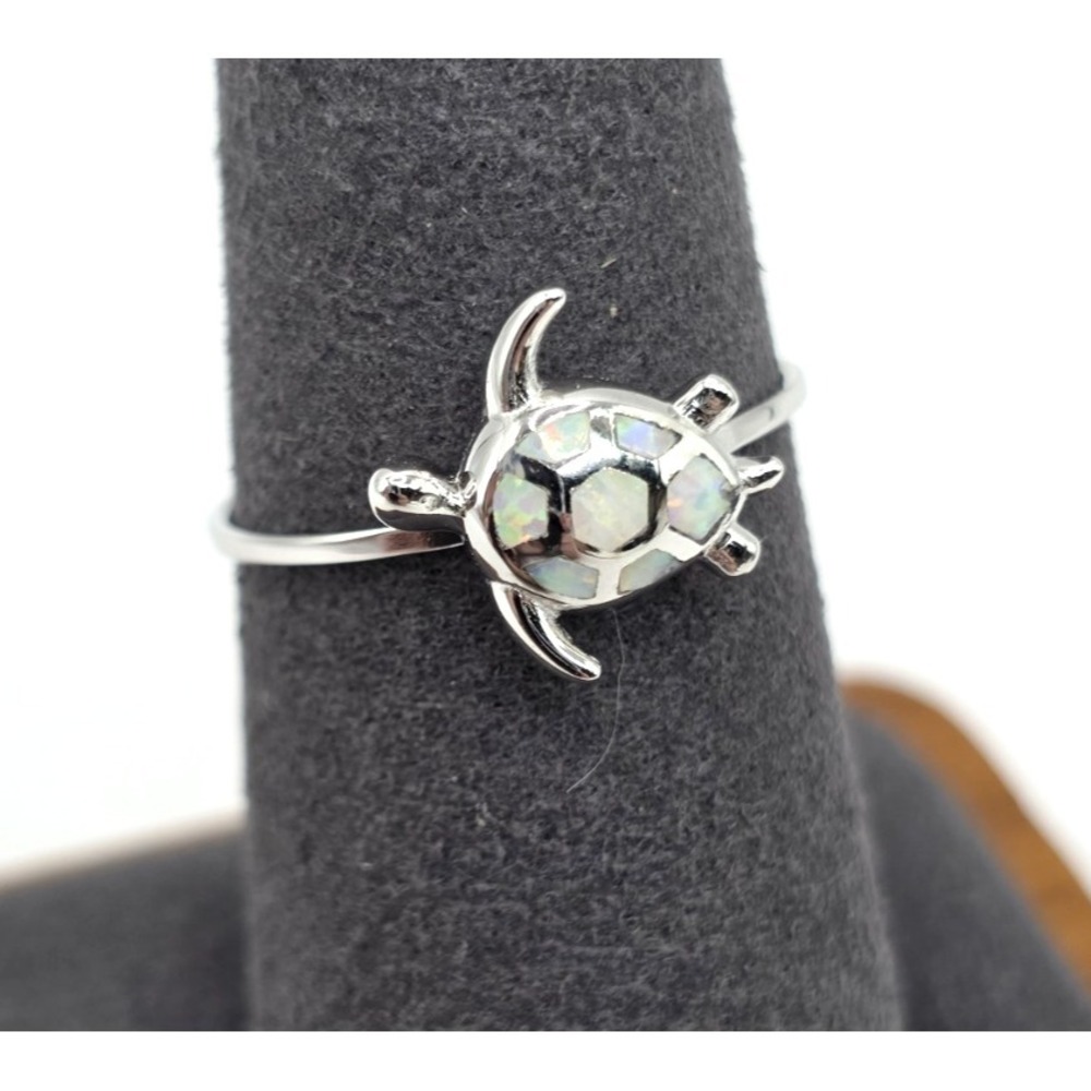 Opal Inlay Sea Turtle Ring Size 8 Sterling Silver‎ 925 Dainty Signed NWOT